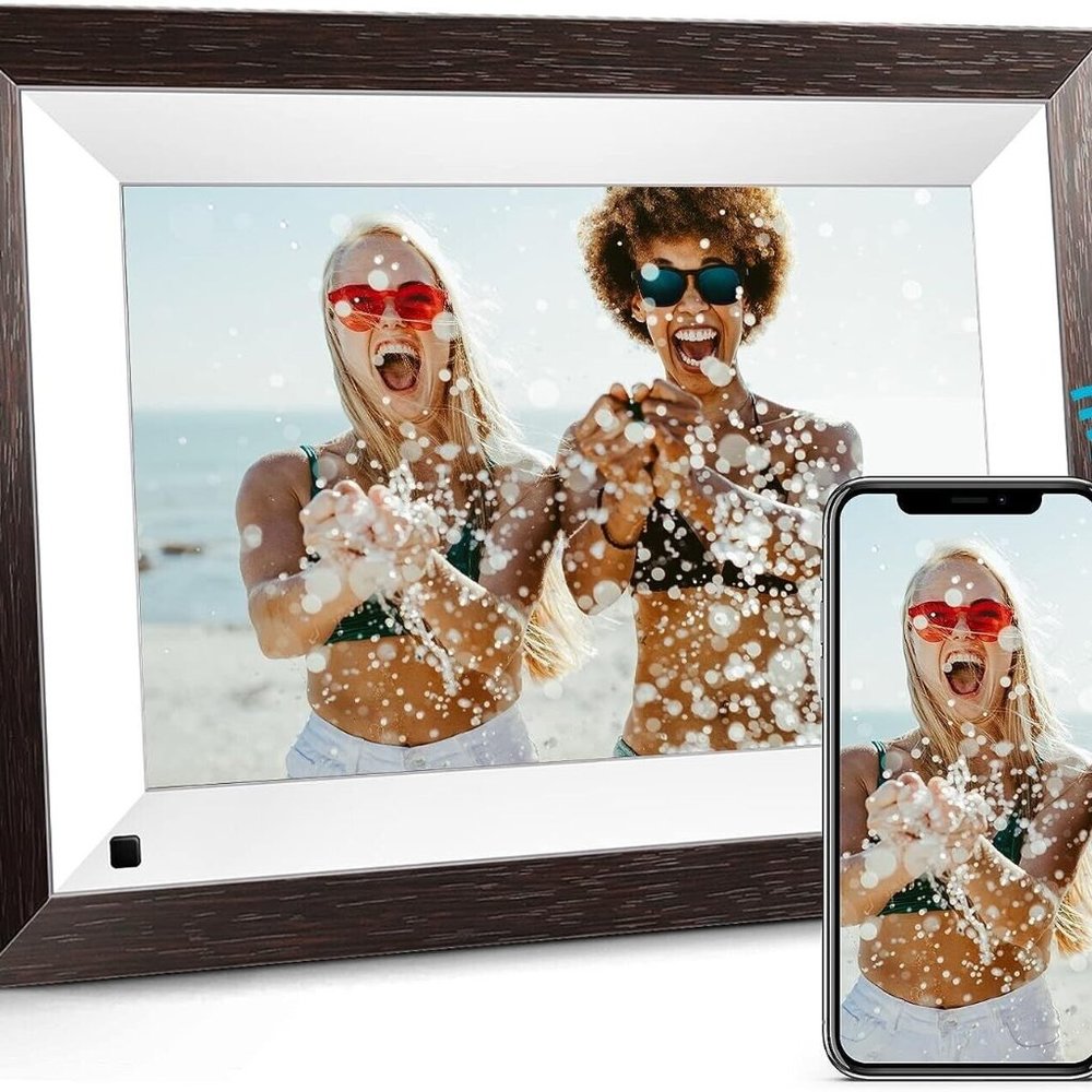 Smart Wi-Fi HD Picture Frame 10.1 Inch with Wood Effect Electronic Digital Photo